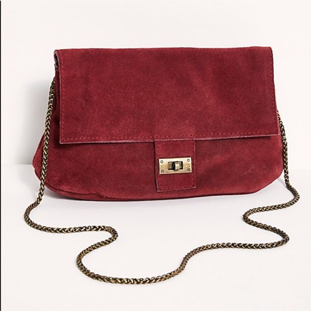 ❄️ NWT Christmas Maroon Free People Suede Purse ❄️
